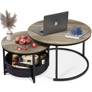Coffee Table Set, Round Nesting Small Tables with Storage for Living Room, Apartment, Bedroom, 31.5" & 23.6" - 1 of 4