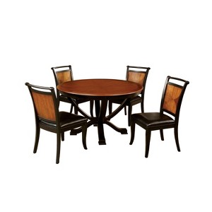 5pc Cranston 5pc Round Table Set Acacia/Black - Sun & Pine, Black Brown
