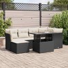 vidaXL Patio Sofa Set with Cushions Corner Sofa Modules 7 Piece Poly Rattan - Black and Cream - 2 of 4