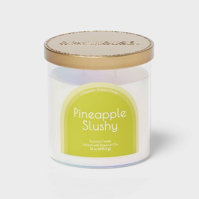 Image of 2-Wick Glass Jar 15oz Candle with Iridescent Sleeve Pineapple Slushy - Opalhouse™