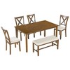 CAVINAS Dining Table Set for 6 Wooden Rectangular Dining Table with 4 Fabric Chairs and Bench for Kitchen - 3 of 4