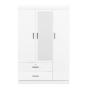 TIRAMISUBEST 3 Door Wooden Storage Wardrobe for Dedroom with Shelves and 2 Drawers - Mobile Lateral Filing Cabinet, Locking Wheels, Adjustab - 1 of 4