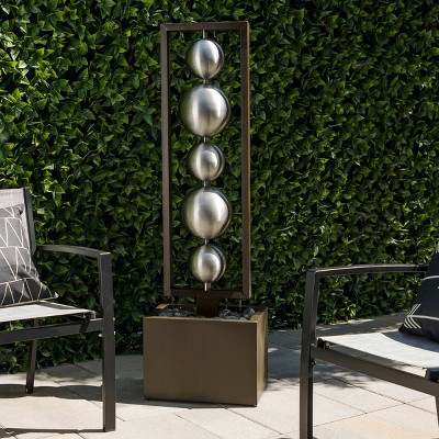 55" Silver and Brown Stainless Steel Column Fountain