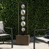 55" Metal Modern Column Fountain with Stainless Steel Orbs Silver/Brown - Alpine Corporation: Electric-Powered - 2 of 4