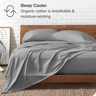 Organic Cotton Jersey Twin XL Sheet Set in Light Grey
