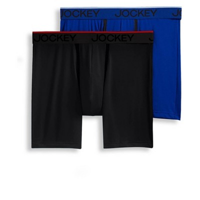 Jockey Men's Big Man Chafe Proof Pouch Microfiber 6" Boxer Brief - 2 Pack 4XL Blue Jay/Black Out