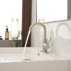 BWE Single Hole Single-Handle High Arc Bathroom Faucet With Swivel Spout in Stainless Steel - 3 of 4