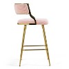 Lyngins Round Bar Stools Set of 2 with Curved Backrest,Kitchen Chairs with Golden Chromed Base,Corduroy Counter Stools for Kitchen Island - 4 of 4
