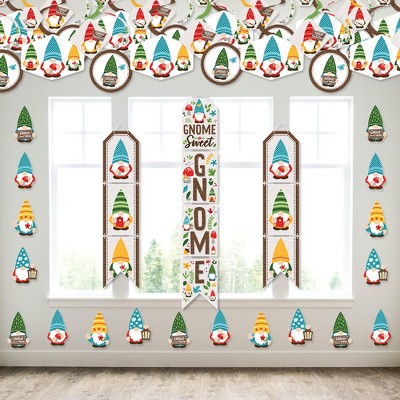 Big Dot of Happiness Garden Gnomes - Wall and Door Hanging Decor - Forest Gnome Party Room Decoration Kit