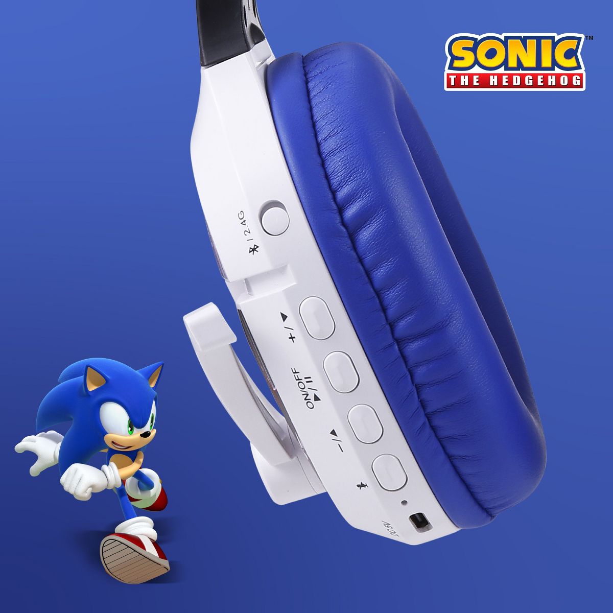 Sonic The Hedgehog Wireless Bluetooth Gaming Headset, Low Latency, Cushioned Ear Cups, Boom Mic, Adjustable for PC & Phones - thumbnail 4