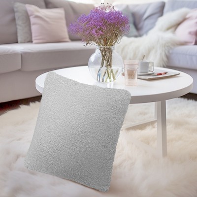 Light Gray Faux Fur 18" x 18" Euro Pillow Covers Set