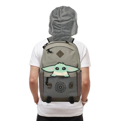 The Mandalorian Star Wars The Mandalorian Grogu Pouch 17" Adult Hooded Backpack — фото 6