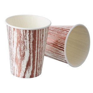 Silver Spoons Elegant Disposable Coffee Cups, Heavy Duty Drinking Hot Cups, 9 oz., Rose Gold (18 PC), Wood Collection - 1 of 2