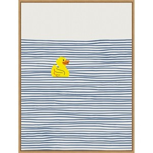 Amanti Art Yellow Duck Afloat by Little Dean Framed Canvas Wall Art - 1 of 4