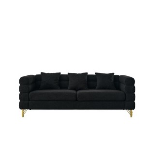 TiramisuBest 81" Oversized 3-Seater Black Sectional Sofa: Deep Seating, Comfort Fabric, Soft with 3 Pillows, for Living Room, Bedroom & Office! - 1 of 4