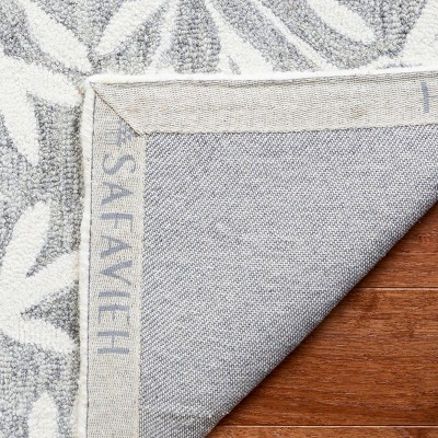 Gray and Ivory Hand-Tufted Wool Floral Area Rug, 3' x 5'