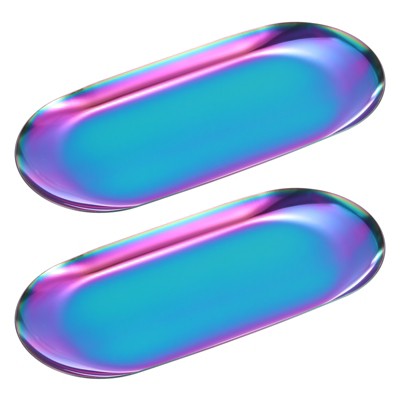 Unique Bargains Stainless Steel Cosmetics Candles Dessert Decorative Trays 2 Pcs