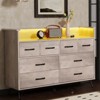 8 Drawer Dresser, Modern Dresser for Bedroom with Led Lights and Charging Station, Wooden Chest of Drawer with Open Space - 2 of 4