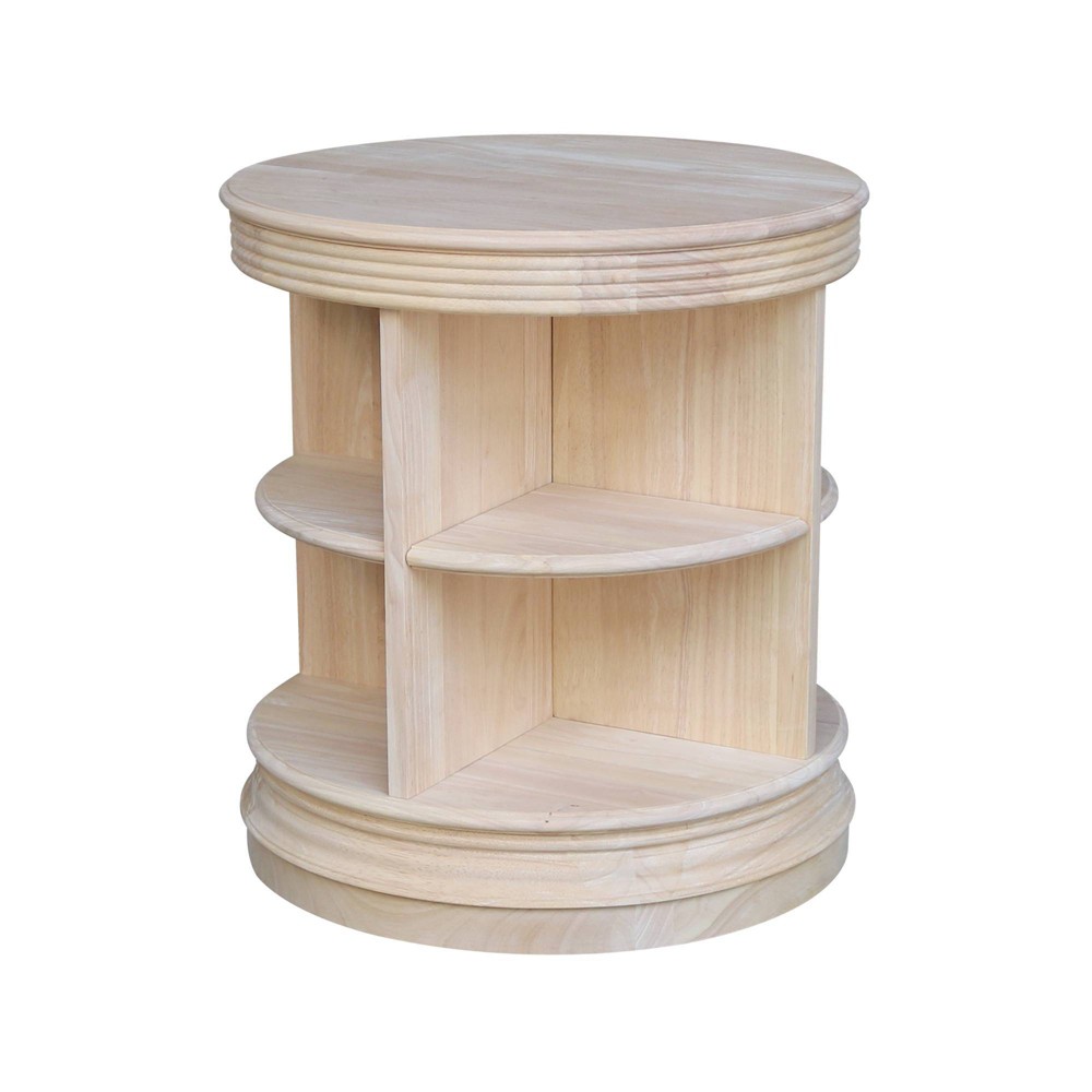 Photos - Coffee Table Library Round End Table Unfinished - International Concepts