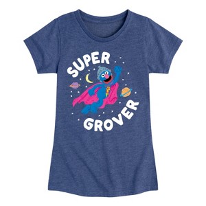 Girls' - Sesame Street - Super Grover Fitted Short Sleeve Graphic T-Shirt - 1 of 4