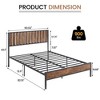 GustoWave Rustic Metal Bed Frame with Vertical Slatted Headboard, All-Metal Support with Under-Bed Storage, No Box Spring Needed - 2 of 4