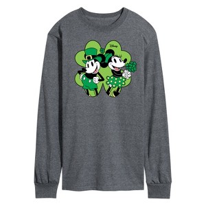 Men's - Disney - Mickey Minnie Shamrock Long Sleeve Graphic T-Shirt - 1 of 4