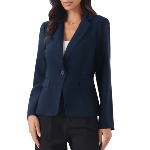 Женские пиджаки INSPIRE CHIC Women's Business Notched Collar Long Sleeve Front Pockets Work Office Suit Blazers Small Navy Blue