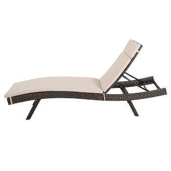 Salem Brown Wicker Adjustable Chaise Lounge - Textured Beige - Christopher Knight Home