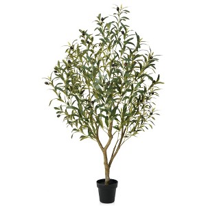 DR.Planzen 4-6FT Single-Trunk Artificial Olive Tree Fake Plants with Realistic Black Olives ¨C Indoor/Outdoor Plant for Home Decor - 1 of 4