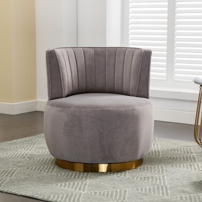 Swivel Barrel Sofa Chairs,360 Degree Swivel Armchair Cuddle Chairs With Wide Upholstered,Fluffy Velvet Fabric Chair-Chaddlewood
