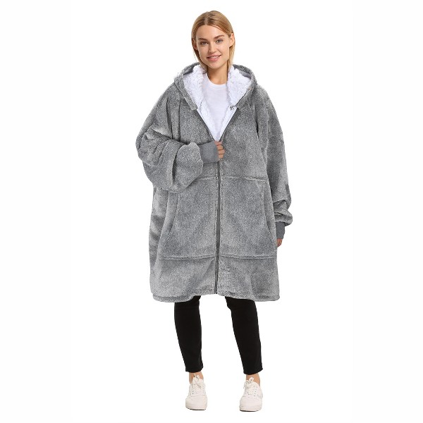 Sudadera con capucha para mujer, con cierre, forro polar completo, sudadera tipo manta extragrande para adultos, mujer y hombre - Catalonia
