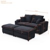 TiramisuBest Loveseat with Ottomans, Corduroy Fabric Modular Sectional Sofa, Comfy Deep Plush Couch with Two Pillows for Living, Bedroom, Blue - 4 of 4