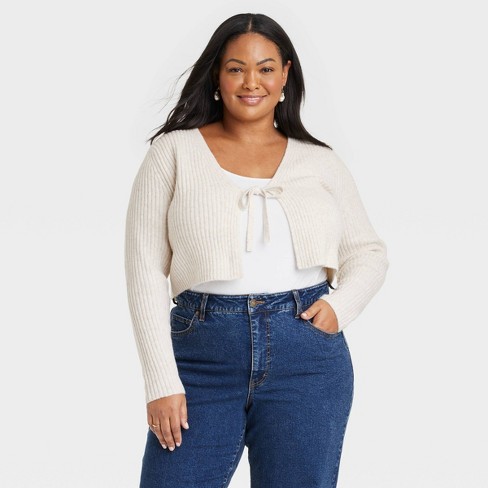 Women's Faux Cashmere Shrug Cardigan - Ava & Viv™ Oatmeal 2x : Target