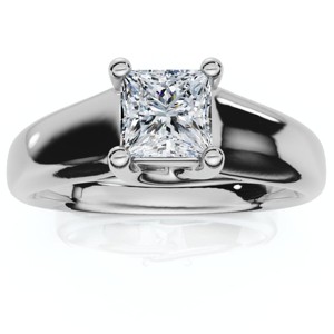 Pompeii3 1ct Princess Cut Lab Created Diamond Solitaire Engagement Ring 14k White Gold - Size 5 - 1 of 4