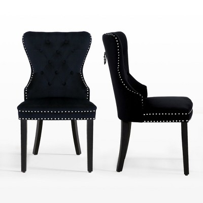 WestinTrends  Velvet Upholstered Tufted Dining Chairs (Set of 2)