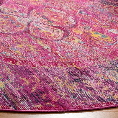 Multicolor Oriental Medallion 7' Round Synthetic Rug
