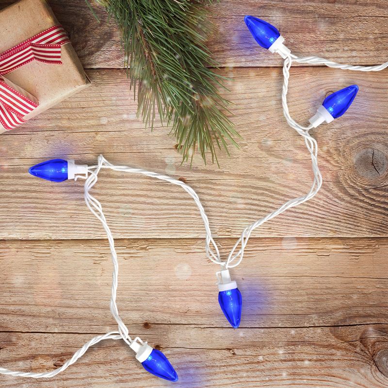 Northlight 25 Count Blue LED C7 Christmas Lights, 16 ft White Wire, 2 of 4