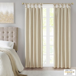Grungis 50x84 Inch Polyester Twist Tab Lined Blackout Curtain Panels,Faux Silk Sheen Base Face Fabric Curtain for Living Room,Bedroom - 1 of 4