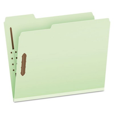 Pendaflex Heavy-Duty Pressboard Folders with Embossed Fasteners, 1/3-Cut Tabs, 2" Expansion, 2 Fasteners, Letter Size, Green, 25/Box