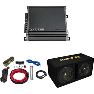 Kicker Dual 10 Inch Comp Bass Package 50DCWC102 with CXA4001 and 47VK8 amp wire kit - 1 of 4