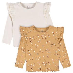 Gerber Toddler Girls' Double Ruffle Tops - Floral, 2-Pack - 1 of 4