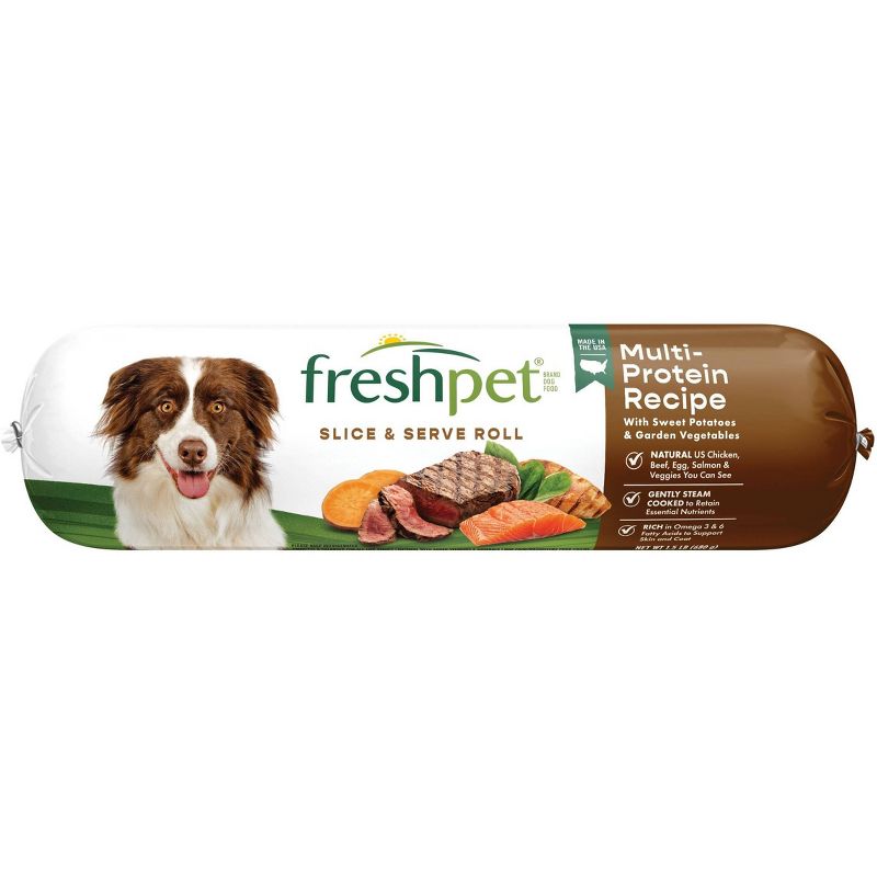 Freshpet Select Multi-Protein Refrigerated Beef, Chicken and Seafood Flavor Wet Dog Food Roll - 1.5lb, 1 of 6