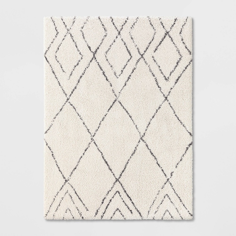 7'x10' Diamond Patterned Shag Woven Area Rug Beige - Project 62™ -  53566778