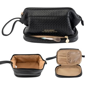 Paaaawaters Large Capacity Makeup Bag Ladies Cosmetic Bag Travel Bag with Compartments Portable PU Leather Travel Makeup Bag - 1 of 4
