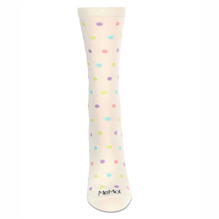 Memoi Women's Multi Dots Bamboo Crew Socks Marshmallow 9-11, 2 of 3