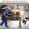 Adjustable Workbench 2000 Lbs Capacity, Rubber Wood Table Heavy Duty Workstation with Hardwood Top, Power Outlets,Metal Frame,Swivel Casters - 2 of 4