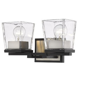 Bleeker Street 2-Light Vanity - Glass & Metal, Dimmable, Damp Rated, 14" Wide - 1 of 3
