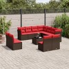 vidaXL 12 Piece Patio Sofa Set with Cushions Brown Poly Rattan - 2 of 4
