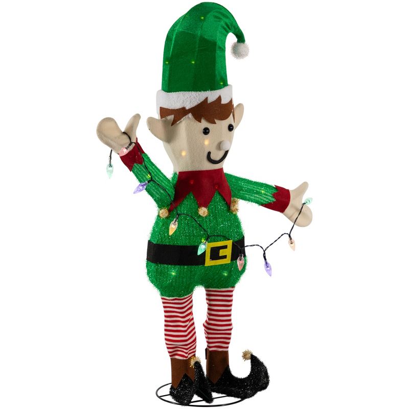Northlight 34.25" LED Lighted Elf Holding Christmas Lights Outdoor Yard Decoration, 5 of 9