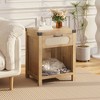 Rattan Night Stands, Farmhouse Bedside Table, Night Stand with Drawer and Open Shelf, Boho End Table for Living Room,Bedroom - 4 of 4